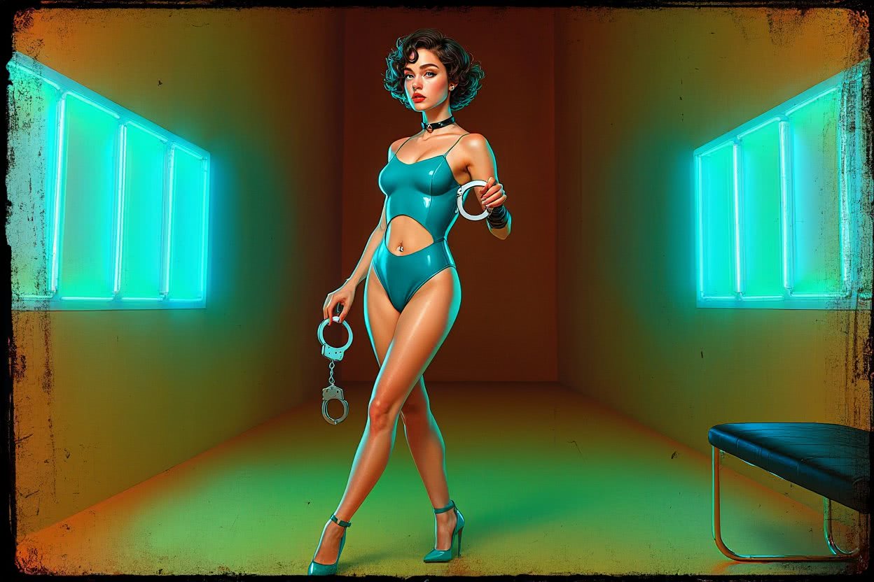 Ponętna Dominatrix w Turkusowym Blasku: Odkrywaj Seksapil Poprzez BDSM i Fantazje w Sypialni